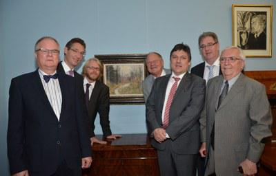 Präsentation des Gemäldes "Waldweg mit Birken"