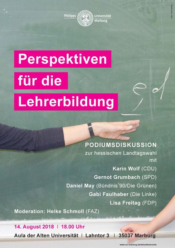 Plakat zur Podiumsdiskussion "Perspektiven für die Lehrerbildung"
