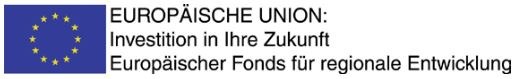 Logo mit europäischer Flagge und dem Schriftzug: Europäische Union: Investition in ihre Zukunft. Europäischer Fonds für regionale Entwicklung