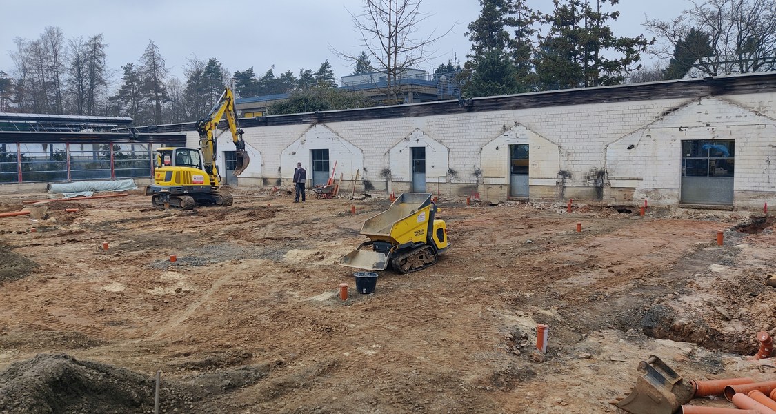 Baustelle an den Gewächshäusern im Botanischen Garten