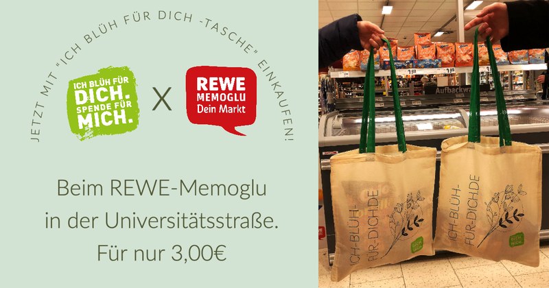 Rewe Memoglu unterstützt die Spendenkampagne "Ich blüh für dich".