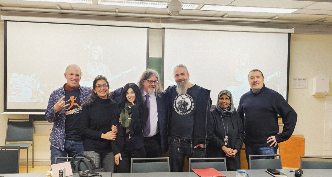 Von links nach rechts: Mark LeVine, Nahid Siamdoust, Pasqualina Eckerström, Jeremy Wallach, Pierre Hecker, Mulki Al-Sharmani, Titus Hjelm