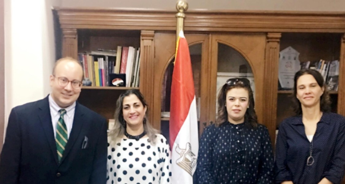 Anthony Quickel, Irene El-khorazaty, and Hala Ghoname with
Prof. Dr. Heba Yousef, the First Under-Secretary of State for Foreign
Cultural Relationships at the Egyptian State Ministry of Culture.