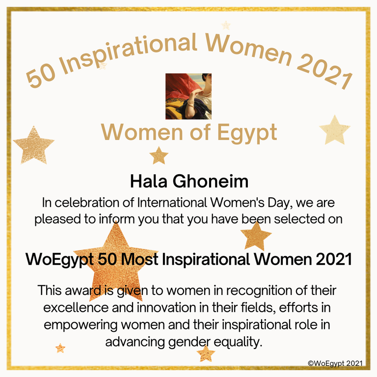 Hala Ghoneim receives award as one of Egypt's most inspirational women