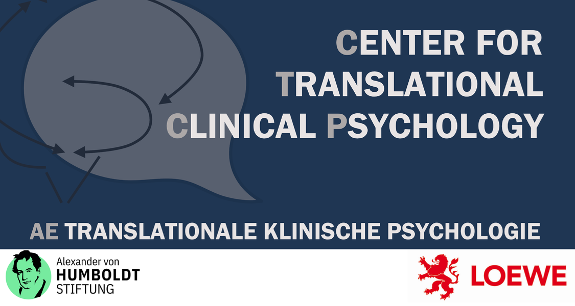 Banner der AE Translationale Klinische Psychologie, mit den Logos der Alexander-von-Humboldt-Stiftung und des Landesprogramms LOEWE.