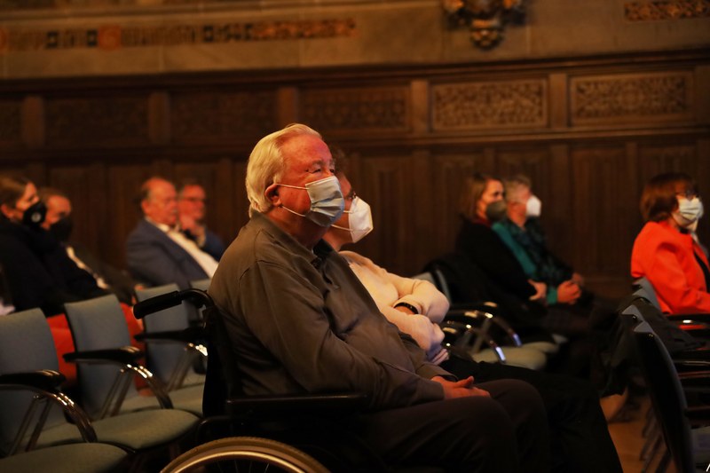 Der verstorbene Emeritus des Vorgeschichtlichen Seminars Prof. Dr. Otto-Herman Frey während des Gero von Merhart Vortrages am 04.11.2022.