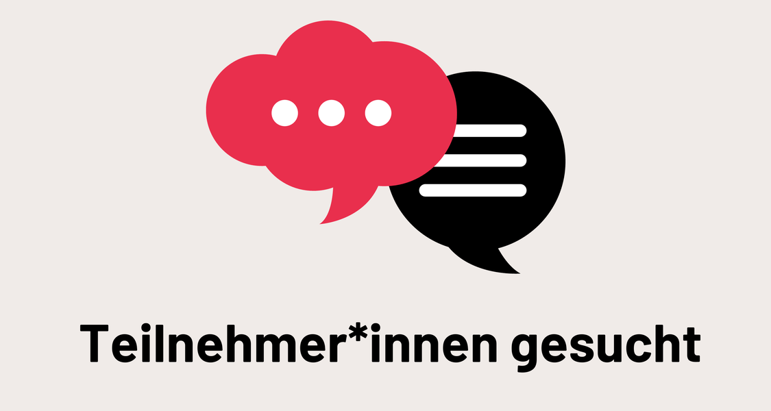 Bild mit Text "Variabilität im Sprachgebrauch: Teilnehmerinnen gesucht" und zwei Sprechblasen.