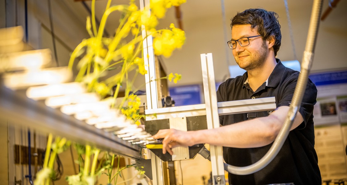 Jochen Taiber in the plant laboratory of the Marburg Terahertz Group
