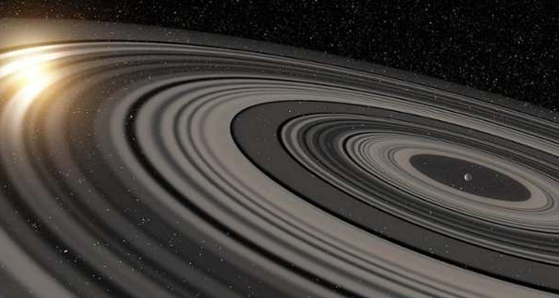 Artist's impression of the giant rings around J1407b