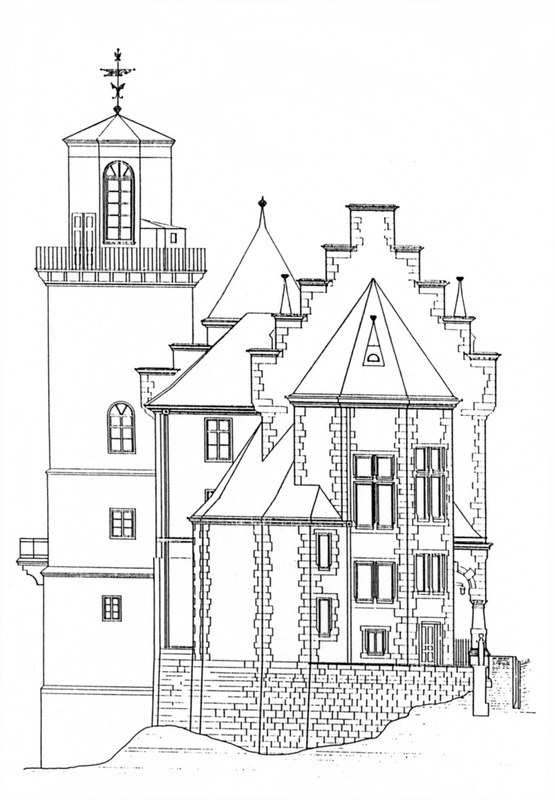 Skizze des Gebäudes Renthof 6 mit Sternwarte aus dem Jahr 1890