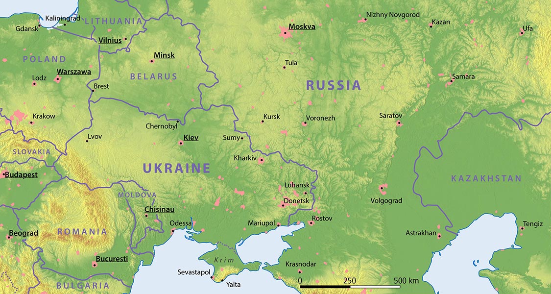 Physische Karte von Osteuropa