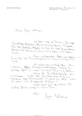 Brief von Pepping 1971