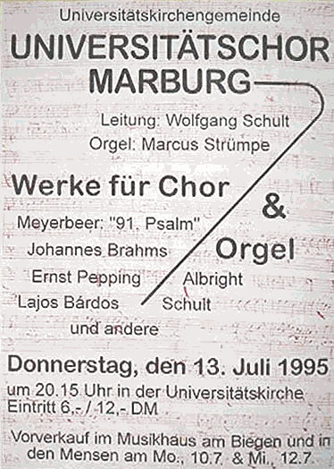 Sommersemester 1995 Konzertplakat