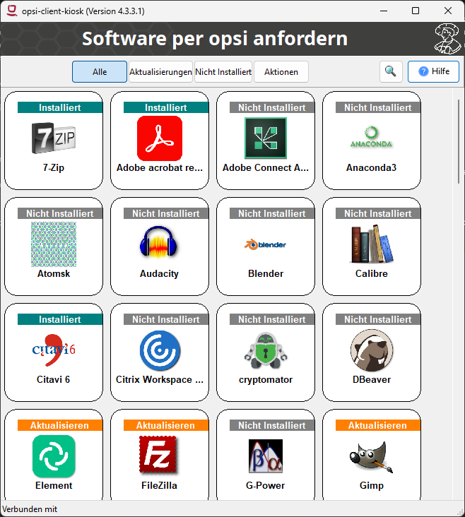 Hauptansicht opsi Kiosk