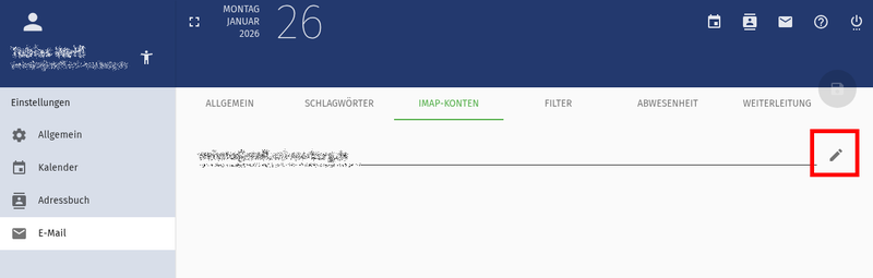 Webmail IMAP-Konto Einstellungen