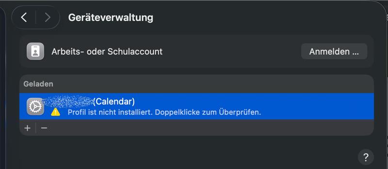Bestätigung des Imports eines Webmail Profils auf einem Apple Gerät