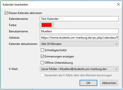 Anleitung für Thunderbird - Kalender - Hochschulrechenzentrum - Philipps-Universität Marburg