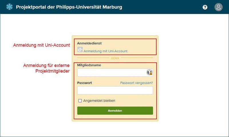 Screenshot - Planio Anmeldefenster