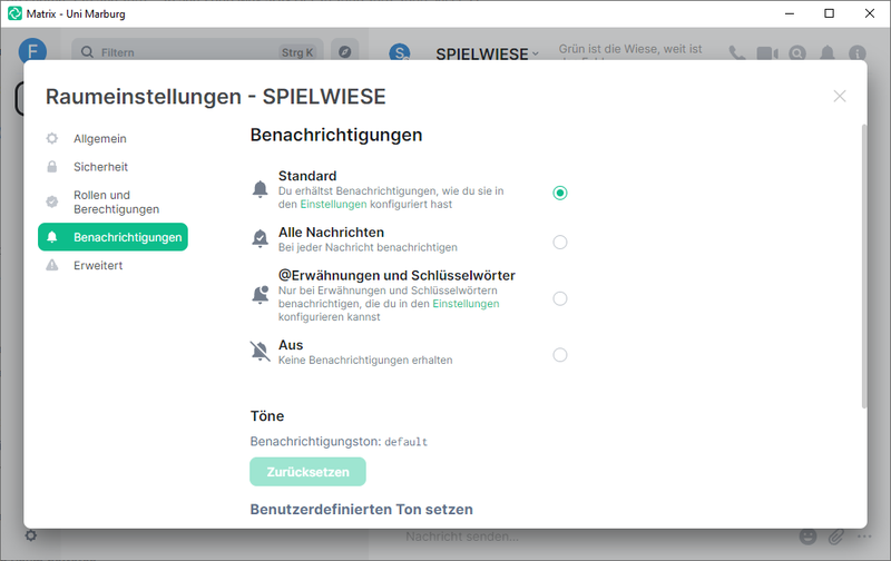 Screenshot Benachrichtigungseinstellungen