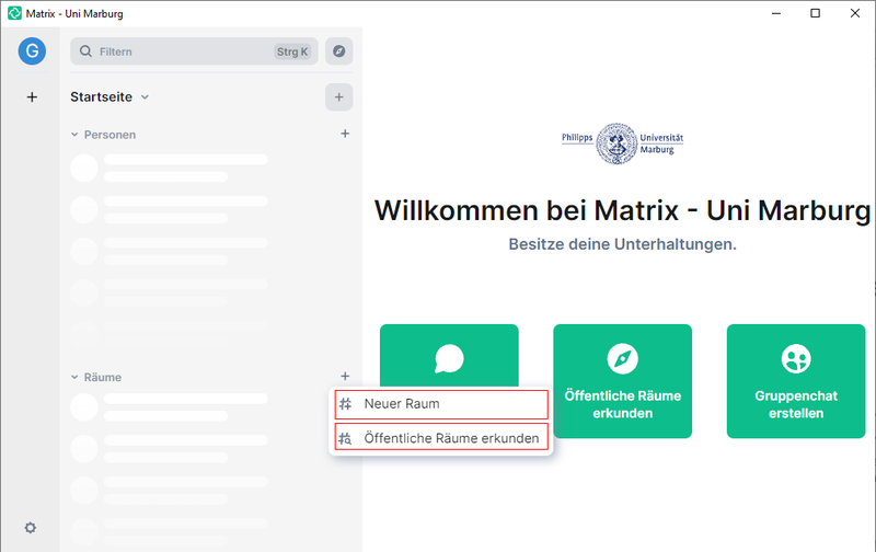 Screenshot Räume erstellen