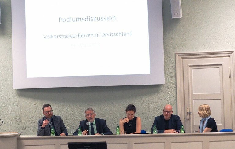 Die Diskutantinnen und Diskutanten auf dem Podium (v.l.n.r.: Christian Ritscher, Thomas Sagebiel, Natalie von Wistinghausen, Dr. Christoph Koller und Moderatorin Prof. Stefanie Bock)