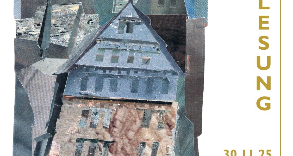 Plakat mit der Darstellung des Geburtshaus von Hanna Korflür in der Barfüßerstraße 3 in Marburg.