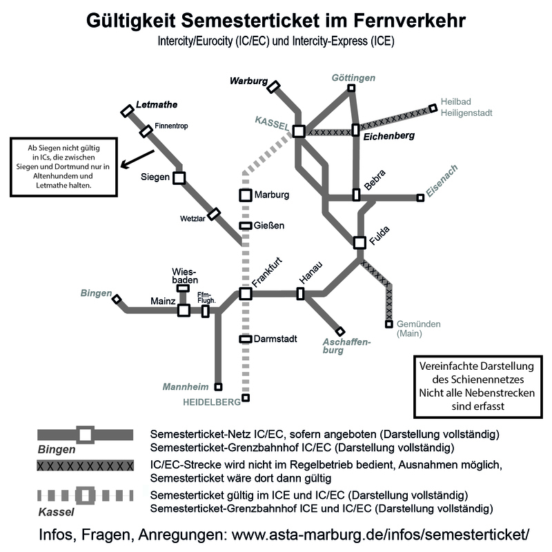 Eine Abbildung des Gültigkeitsbereichs des Semestertickets.