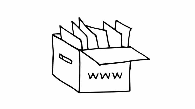 Zeichnung einer Kiste, die mit "www" beschriftet ist.