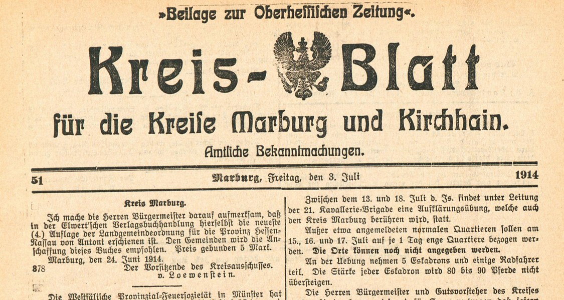 Titelblatt der OP Beilage vom 3. Juli 1914