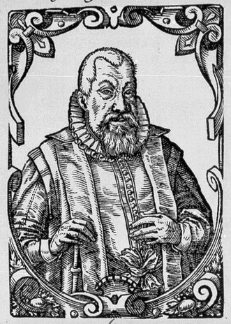 Porträt des Catharinus Dulcis. Holzschnitt von Wilhelm Dilich. UB Marburg Ms. Nr. 10