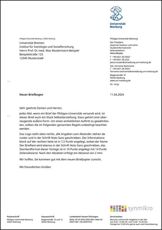 Briefbogen für Markenstufe 4. Klick öffnet vergrößerte Ansicht