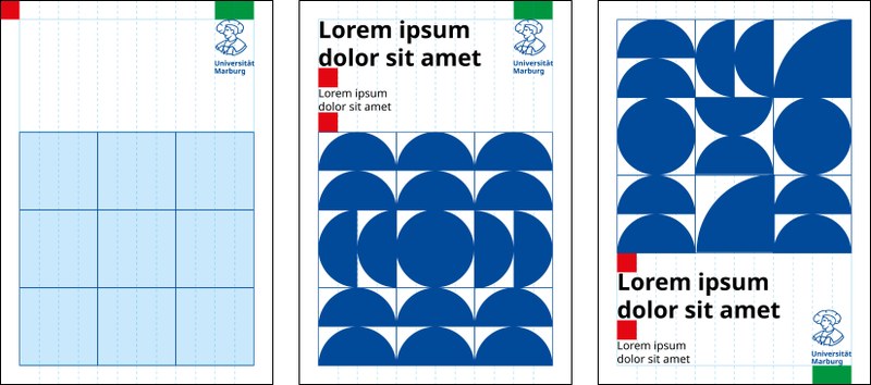 Gestaltungsraster für Plakate. Beschreibung nach der Grafik. Klick öffnet vergrößerte Ansicht