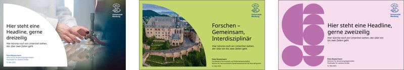 Beispiele für Titelseiten Markenstufe 3. Klick öffnet vergrößerte Ansicht