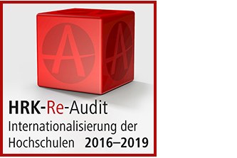 Logo mit Text "HRK Re-Audit Internationalisierung der Hochschulen 2016-2019"