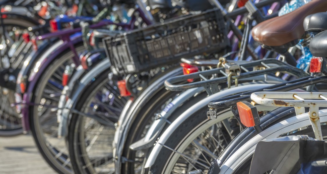 Viele Fahrräder stehen nebeneinander