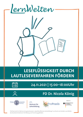 Flyer der LernWelten-Veranstaltung: "Leseflüssigkeit durch Lautleseverfahren fördern"