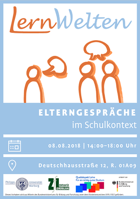 Poster zur LernWelten-Veranstaltung "Elterngespräche im Schulkontext".