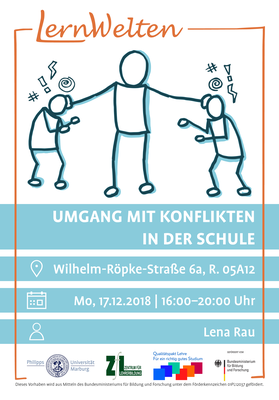 Poster zur LernWelten-Veranstaltung "Umgang mit Konflikten in der Schule".