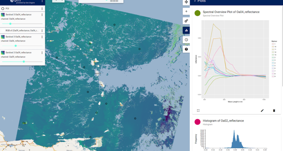 Satellite scene shown in a web application.