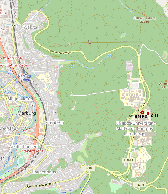 Map of the Lahnberge Marburg