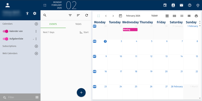 Webmail calendar