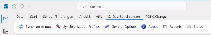 "CalDAV Synchronizer" plugin section in the Outlook Classic menu