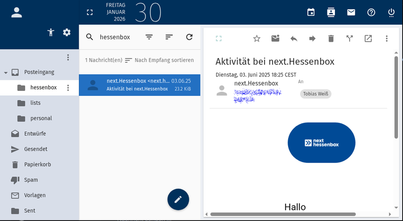 Webmail e-mail section