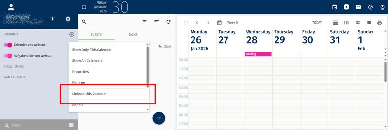Webmail "Links to this calendar"
