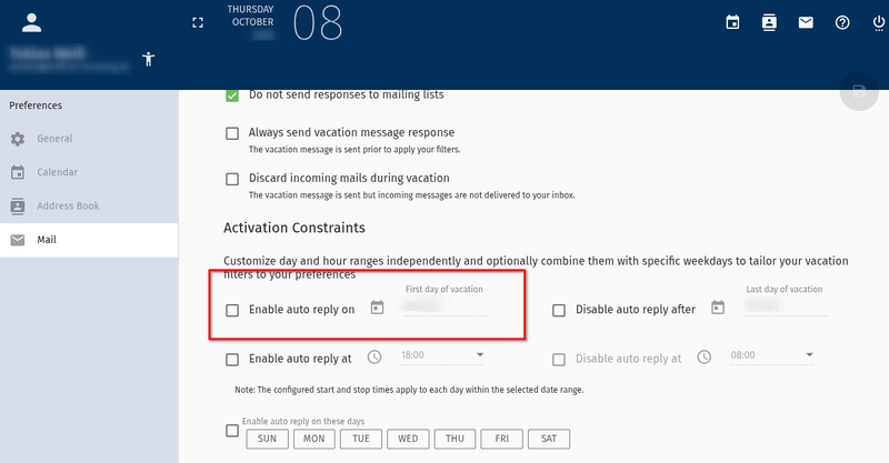 Enable start date for out-of-office messages