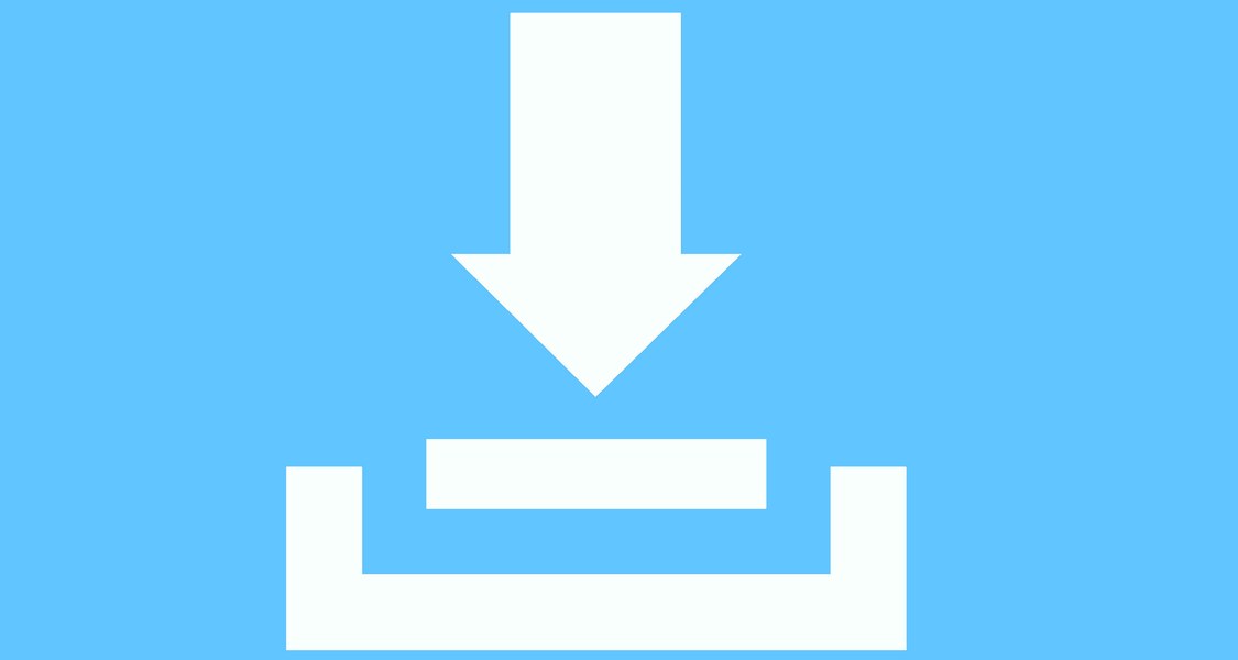 White arrow with blue background