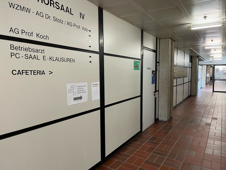 Corridor on the first floor of the Mehrzweckgebäude