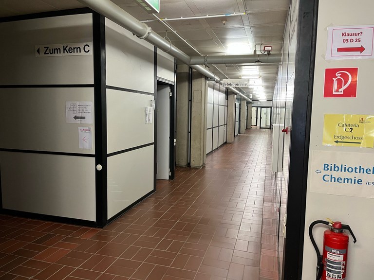 Corridor on the first floor of the Mehrzweckgebäude