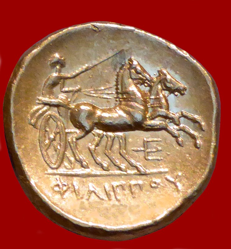 The picture shows a 2400 year old gold coin of Philip II of Macedonia